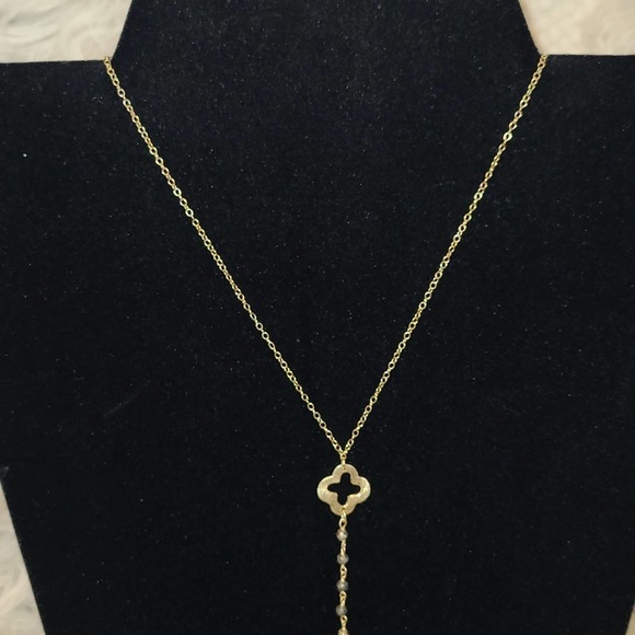 LaSoula Gold Plated Sterling Silver Y Drop Necklace - Picture 2 of 6